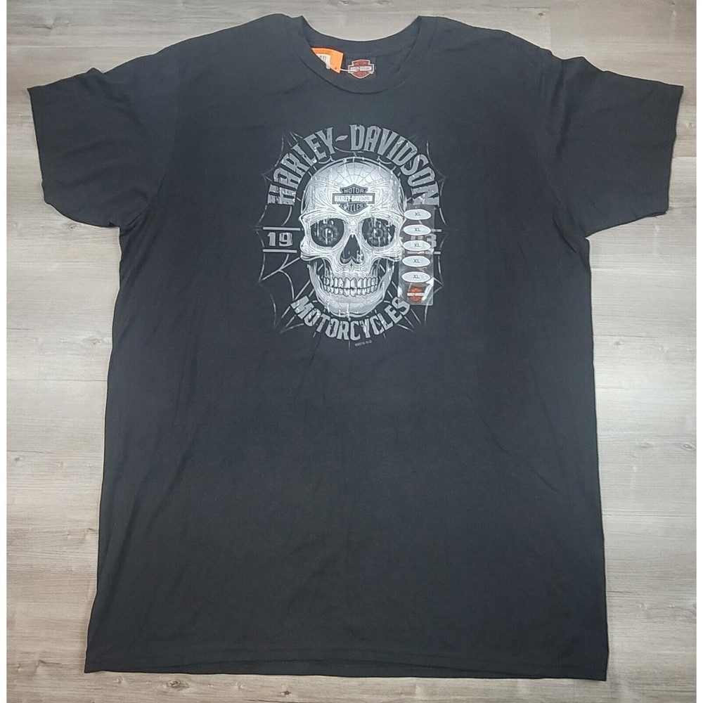 Harley Davidson Tshirt Three Rivers Pittsburgh Pennsylvania Skull Front XL